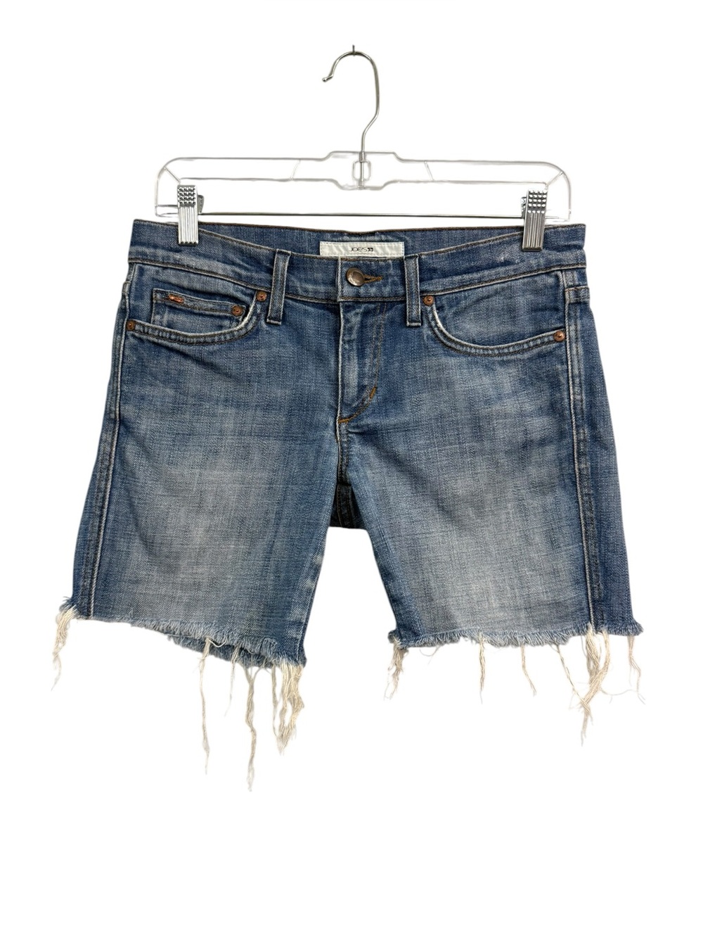 Joe's Jeans Size 27 Rocker Cutoff Jean Shorts Denim Blue Stretch Cotton Raw Hem